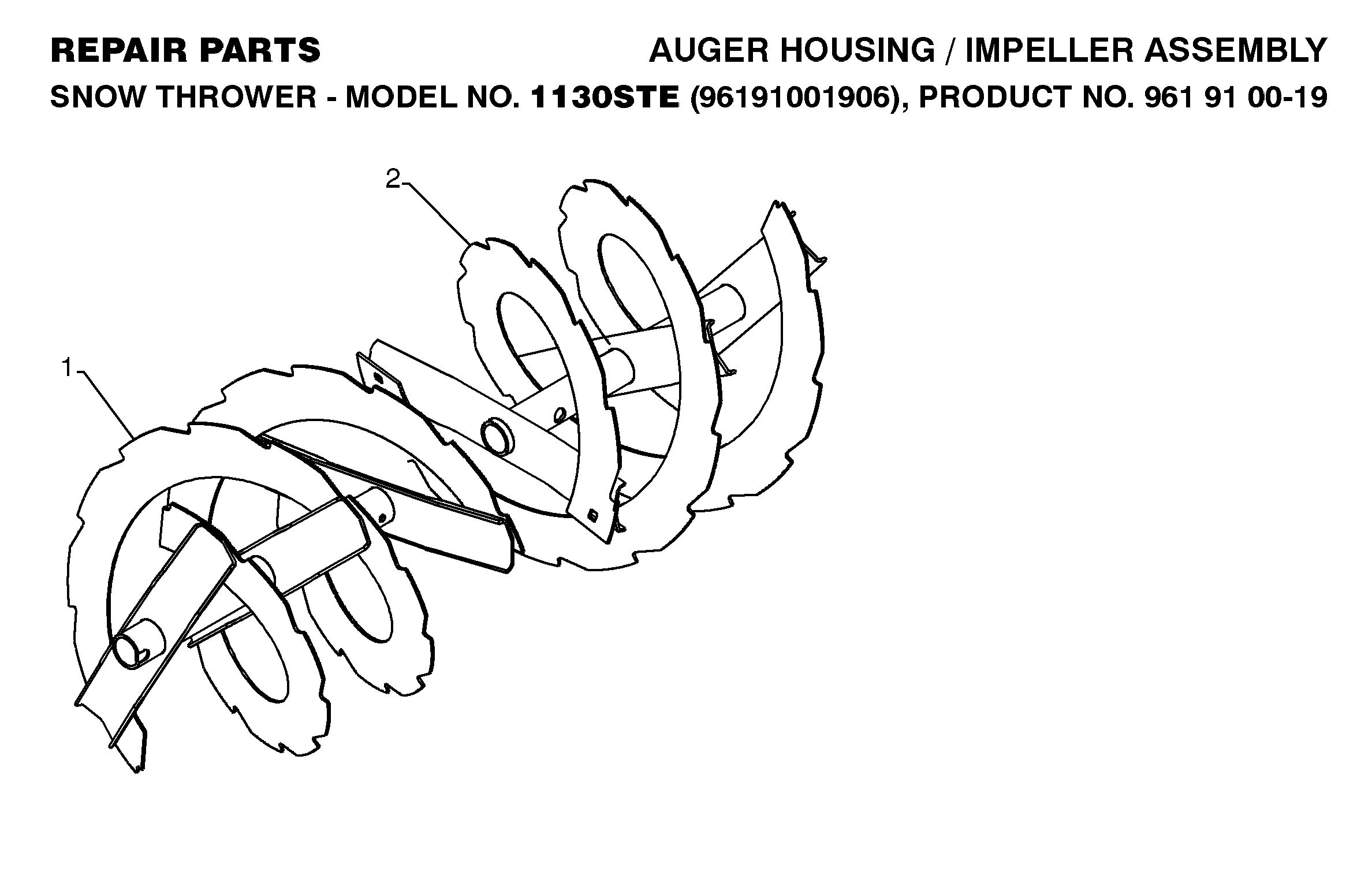 Auger housing and impeller 532421124, 532421125