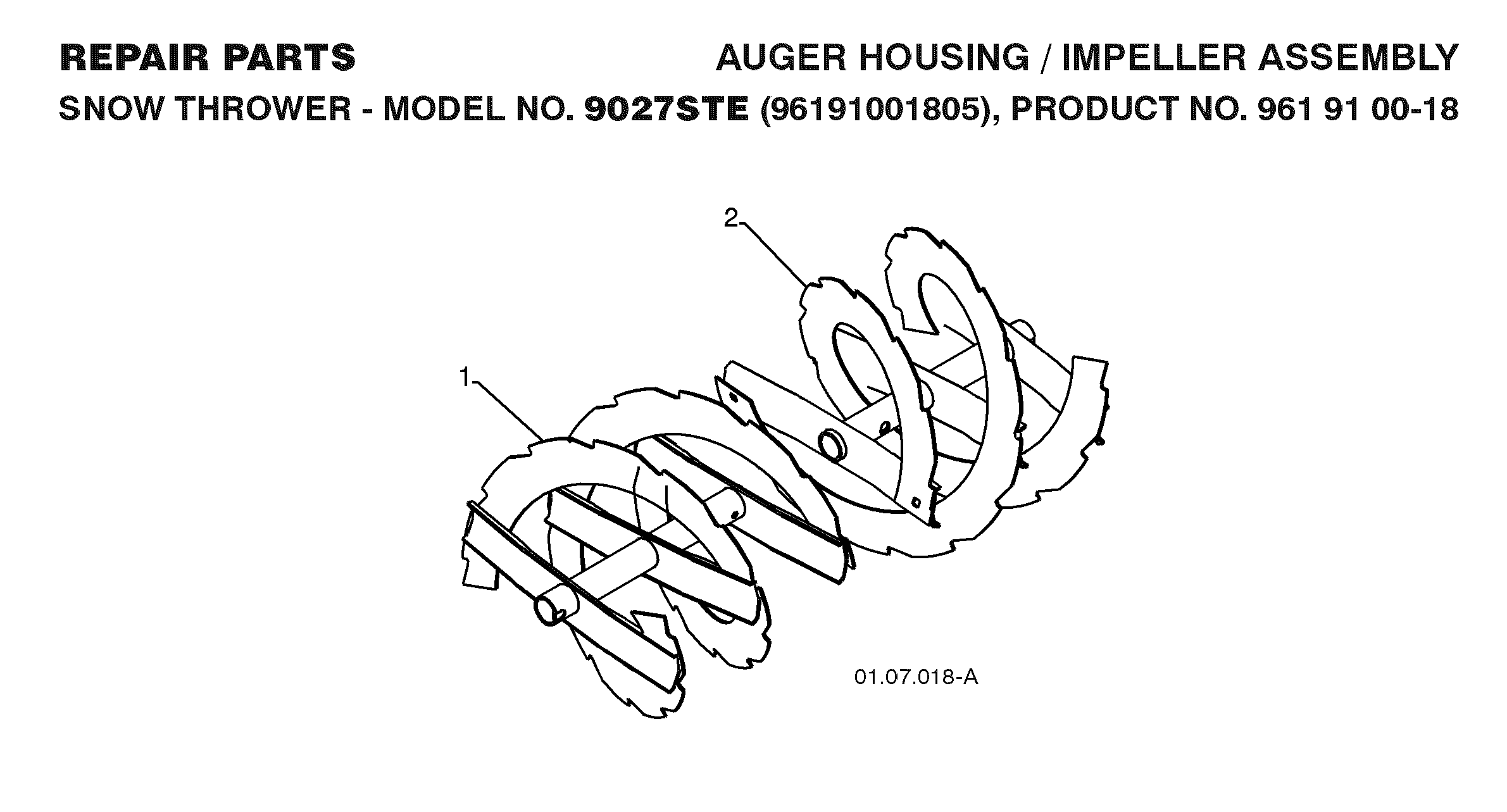 Auger housing and impeller 532421135, 532421123