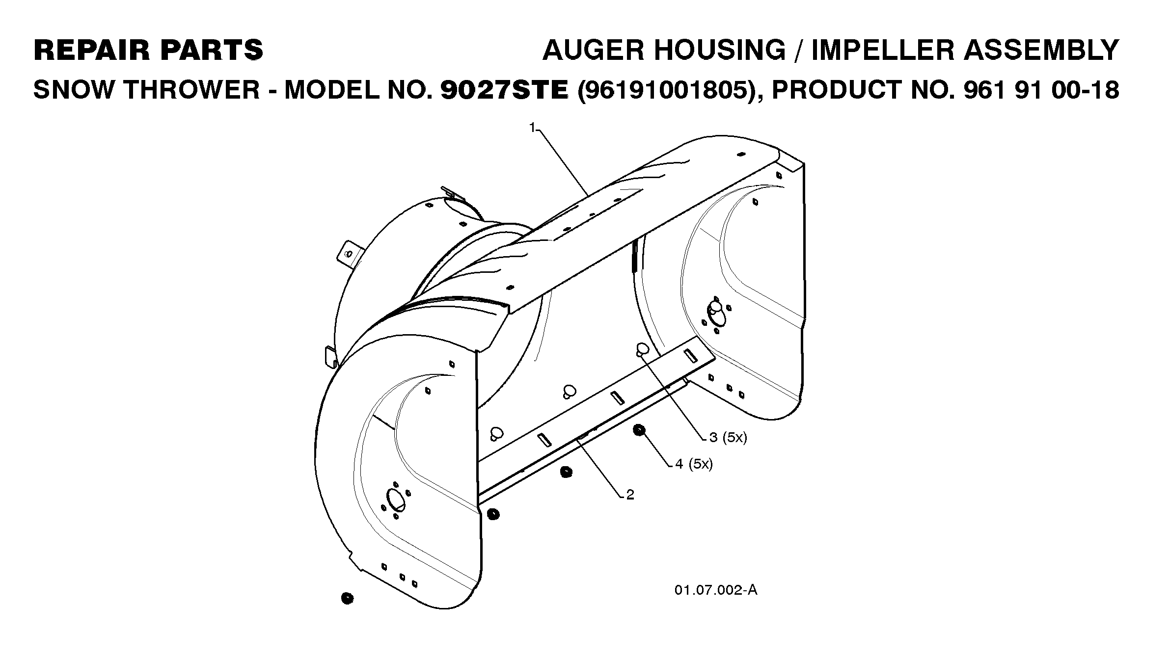 Auger housing and impeller 532407739, 532404932, 872270505, 532155377