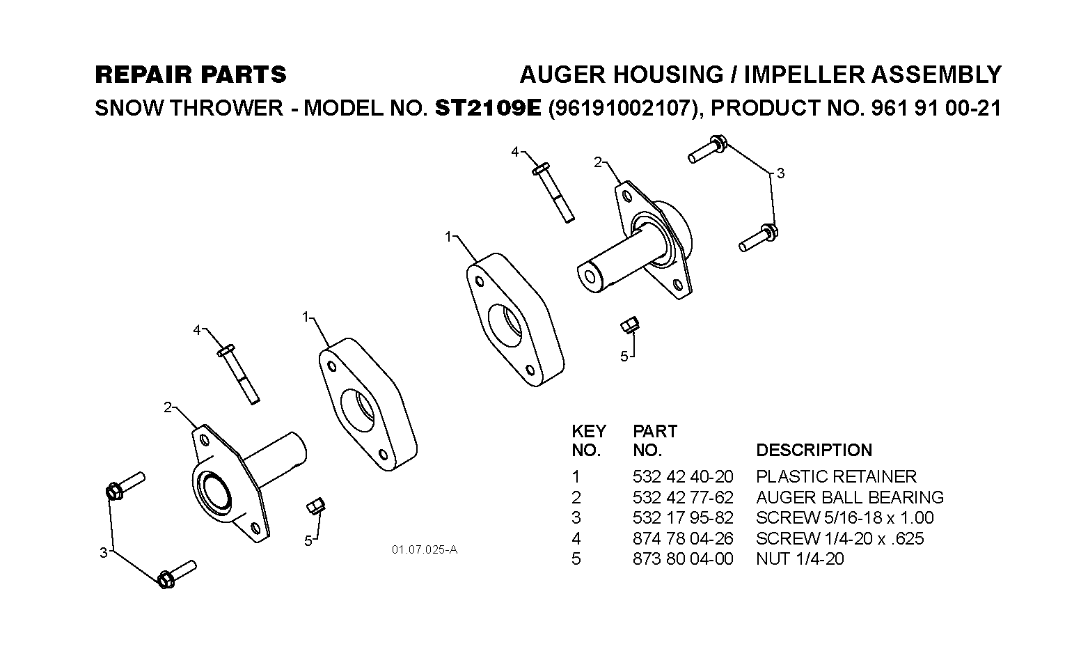 Auger housing and impeller 532424020, 594082801, 532179582, 596322101, 586668901