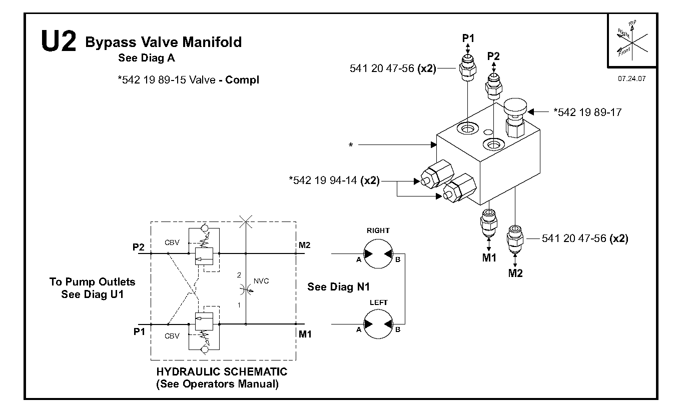 Bypass valve manifold 542198917, 542199414, 541204756, 542198915